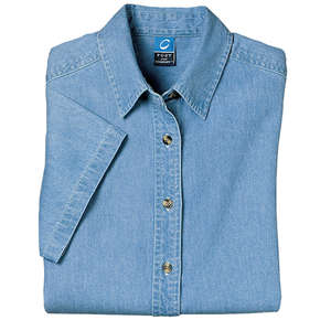 Port and Company Ladies Short Sleeve Value Denim Shirt - Dark/All 