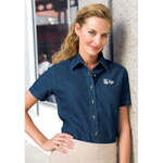 Promotional Dress Shirts - Port and Company Ladies Short Sleeve Value Denim Shirt - Dark/All