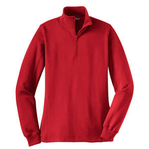 Sport-Tek Ladies Quarter-Zip Sweatshirt - Dark/All Red