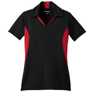 Sport-Tek Ladies Side Blocked Micropique Sport-Wick Sport Shirt - Dark/All Black/Red