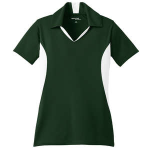 Sport-Tek Ladies Side Blocked Micropique Sport-Wick Sport Shirt - Dark/All Green, Forest/White