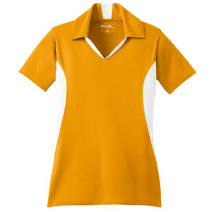Sport-Tek Ladies Side Blocked Micropique Sport-Wick Sport Shirt - Dark/All Gold/White