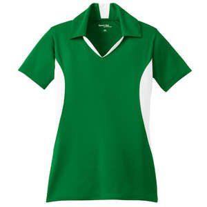 Sport-Tek Ladies Side Blocked Micropique Sport-Wick Sport Shirt - Dark/All Green, Kelly/White