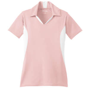 Sport-Tek Ladies Side Blocked Micropique Sport-Wick Sport Shirt - Dark/All Pink, Light/White
