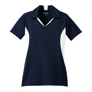 Sport-Tek Ladies Side Blocked Micropique Sport-Wick Sport Shirt - Dark/All Blue, Navy/White
