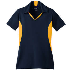 Sport-Tek Ladies Side Blocked Micropique Sport-Wick Sport Shirt - Dark/All Blue, Navy/Gold