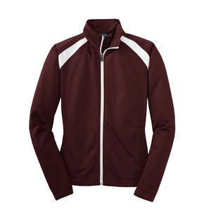 Sport-Tek Ladies Tricot Track Jacket - Dark/All Maroon/White