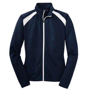 Sport-Tek Ladies Tricot Track Jacket - Dark/All Blue, Navy/White
