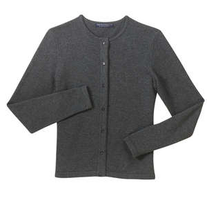 Port Authority Signature Ladies Fine-Gauge Crewneck Cardigan Sweater - Dark/All Charcoal, Melange
