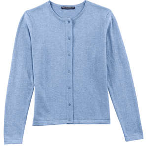 Port Authority Signature Ladies Fine-Gauge Crewneck Cardigan Sweater - Dark/All Blue, Light