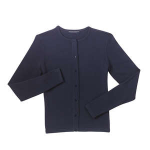 Port Authority Signature Ladies Fine-Gauge Crewneck Cardigan Sweater - Dark/All Blue, Navy