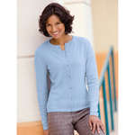 Logo Sweaters & Cardigans - Port Authority Signature Ladies Fine-Gauge Crewneck Cardigan Sweater - Dark/All