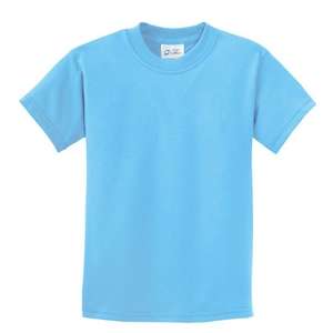Port and Company Youth 5.5 Oz. 100% Cotton T-Shirt - Light/Heather Blue, Aquatic