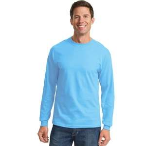 Port and Company Long Sleeve Essential T-Shirt - Light/Heather Blue, Aquatic