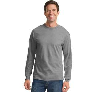 Port and Company Long Sleeve Essential T-Shirt - Light/Heather Gray, Heathered Athletic