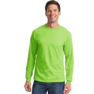 Port and Company Long Sleeve Essential T-Shirt - Light/Heather Green, Lime