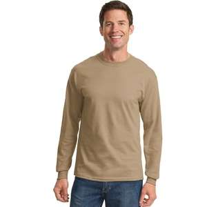 Port and Company Long Sleeve Essential T-Shirt - Light/Heather Sand