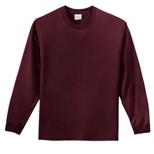 Port and Company Long Sleeve Essential T-Shirt - Dark/Colors Maroon, Athletic
