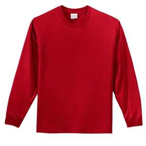 Port and Company Long Sleeve Essential T-Shirt - Dark/Colors Red