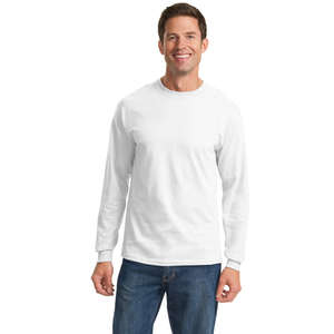 Port and Company Long Sleeve Essential T-Shirt - White/Neutral 