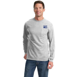 Custom Promotional Port and Company Long Sleeve Essential T-Shirt with Pocket - Light/Heather