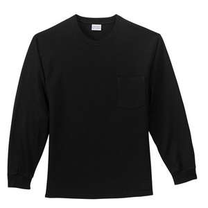 Port and Company Long Sleeve Essential T-Shirt with Pocket - Dark/Colors Black