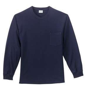Port and Company Long Sleeve Essential T-Shirt with Pocket - Dark/Colors Blue, Navy