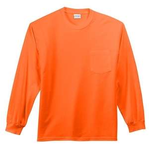 Port and Company Long Sleeve Essential T-Shirt with Pocket - Dark/Colors Orange