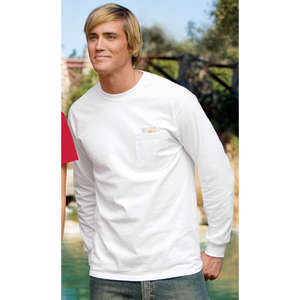 Port and Company Long Sleeve Essential T-Shirt with Pocket - White/Neutral 