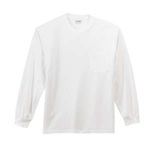 Port and Company Long Sleeve Essential T-Shirt with Pocket - White/Neutral White