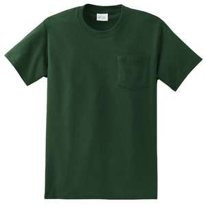 Port and Company Essential T-Shirt with Pocket - Dark/Colors Green, Dark