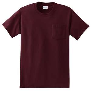 Port and Company Essential T-Shirt with Pocket - Dark/Colors Maroon, Athletic