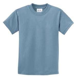 Port and Company Youth Essential T-Shirt - Light/Heather Blue, Stonewashed