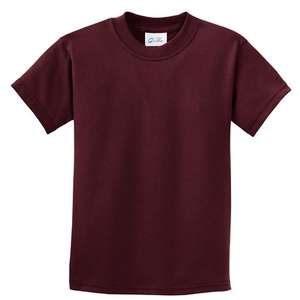 Port and Company Youth Essential T-Shirt - Dark/Colors Maroon, Athletic