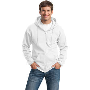 Port and Company 7.8 Oz. Full-Zip Hooded Sweatshirt - White/Neutral