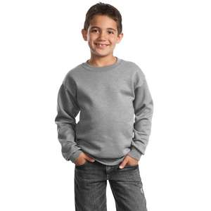 Port and Company Youth Crewneck Sweatshirt - Light/Heather Gray, Heathered Athletic