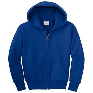 Port and Company Youth Full-Zip Hooded Sweatshirt - Dark/Colors Blue, Royal