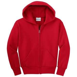 Port and Company Youth Full-Zip Hooded Sweatshirt - Dark/Colors Red