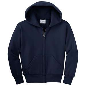 Port and Company Youth Full-Zip Hooded Sweatshirt - Dark/Colors Blue, Navy