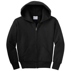 Port and Company Youth Full-Zip Hooded Sweatshirt - Dark/Colors Black