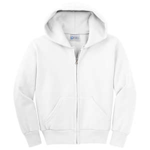 Port and Company Youth Full-Zip Hooded Sweatshirt - White/Neutral White