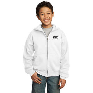 Custom Promotional Port and Company Youth Full-Zip Hooded Sweatshirt - White/Neutral