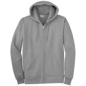Port and Company Full-Zip Hooded Sweatshirt - Light/Heather Gray, Heathered Athletic