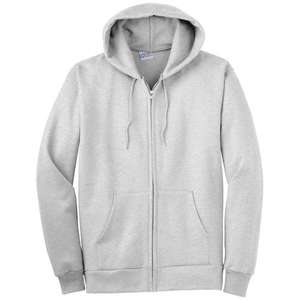 Port and Company Full-Zip Hooded Sweatshirt - Light/Heather Gray, Ash