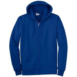 Port and Company Full-Zip Hooded Sweatshirt - Dark/Colors Blue, Royal