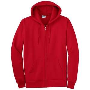 Port and Company Full-Zip Hooded Sweatshirt - Dark/Colors Red