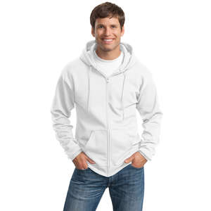 Port and Company Full-Zip Hooded Sweatshirt - White/Neutral 