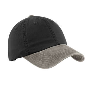 Port Authority Two-Tone Garment-Washed Cap - Dark/All Black/Pebble