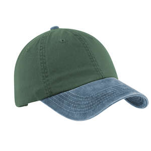Port Authority Two-Tone Garment-Washed Cap - Dark/All Green/Blue, Steel