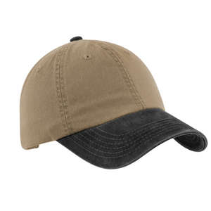 Port Authority Two-Tone Garment-Washed Cap - Dark/All Khaki/Black